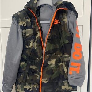 Nike Kids Camo Hoodie with Orange Accents
